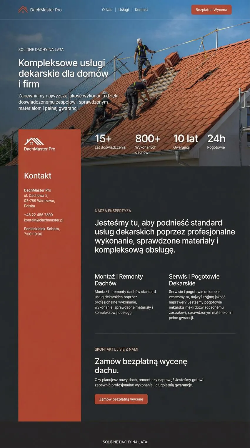 Szablon strony internetowej Dekarz