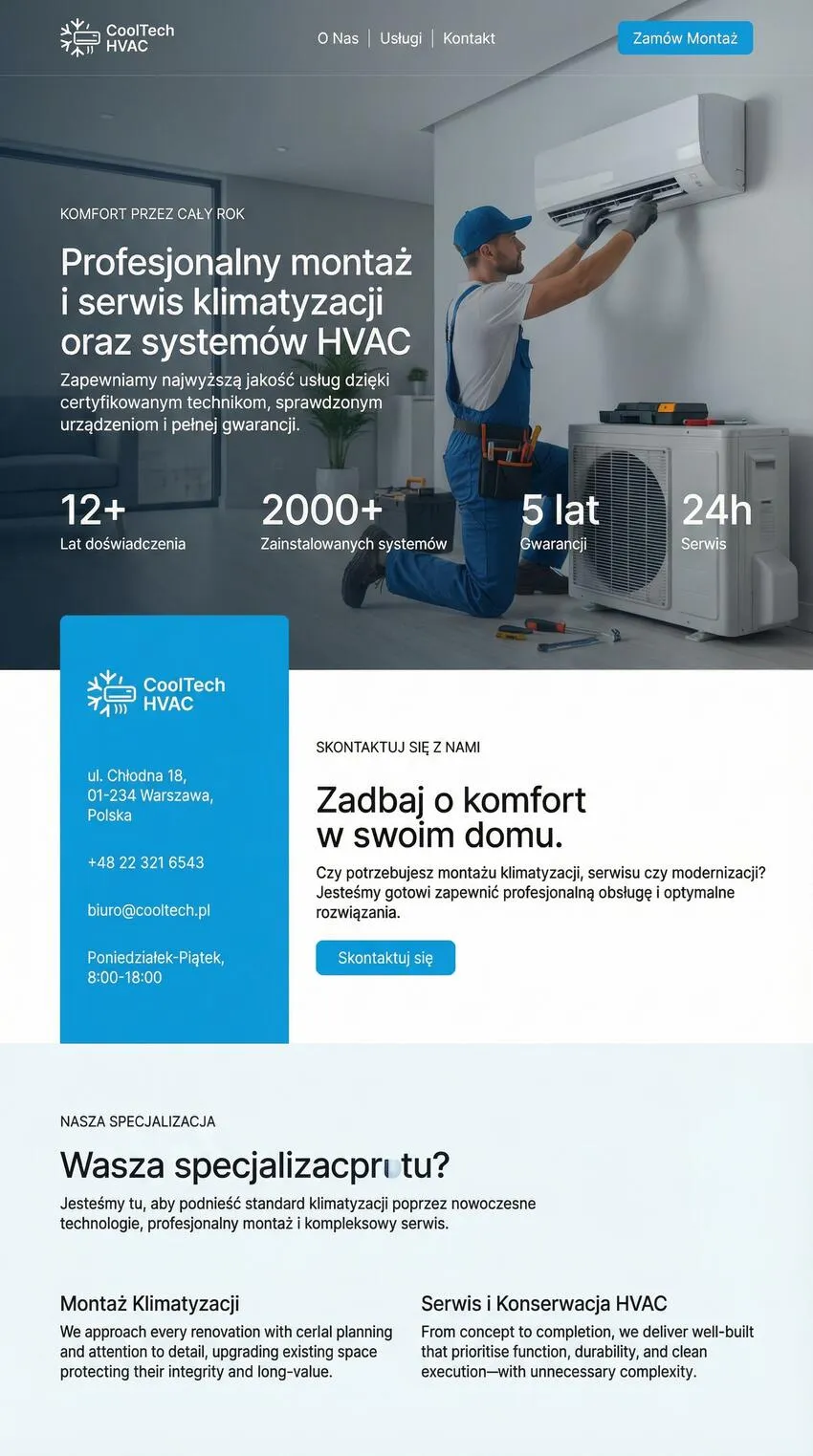 Szablon strony internetowej Klimatyzacja