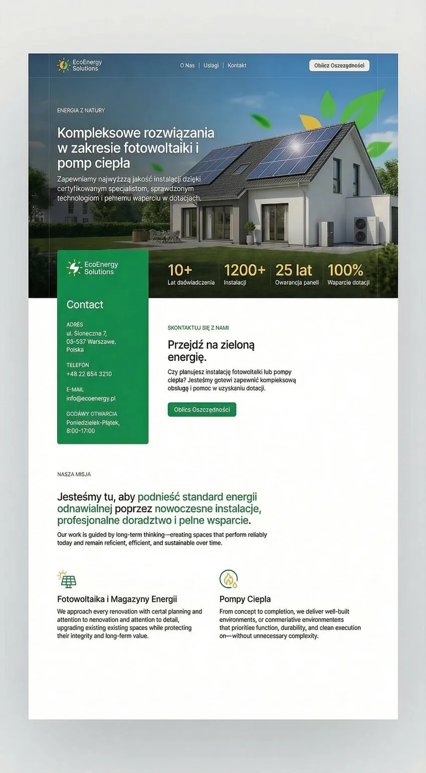 Szablon strony internetowej Fotowoltaika