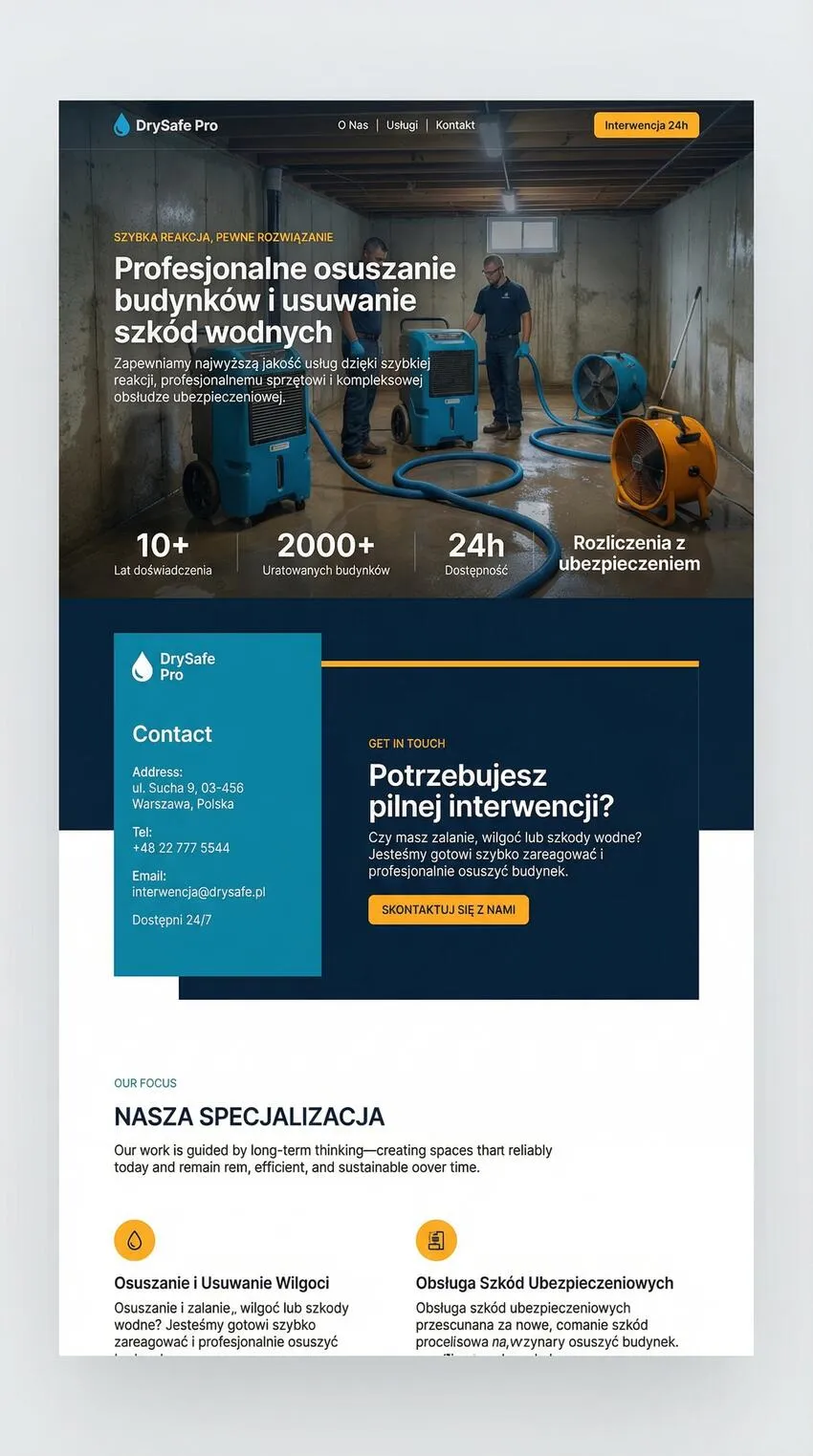 Szablon strony internetowej Osuszanie