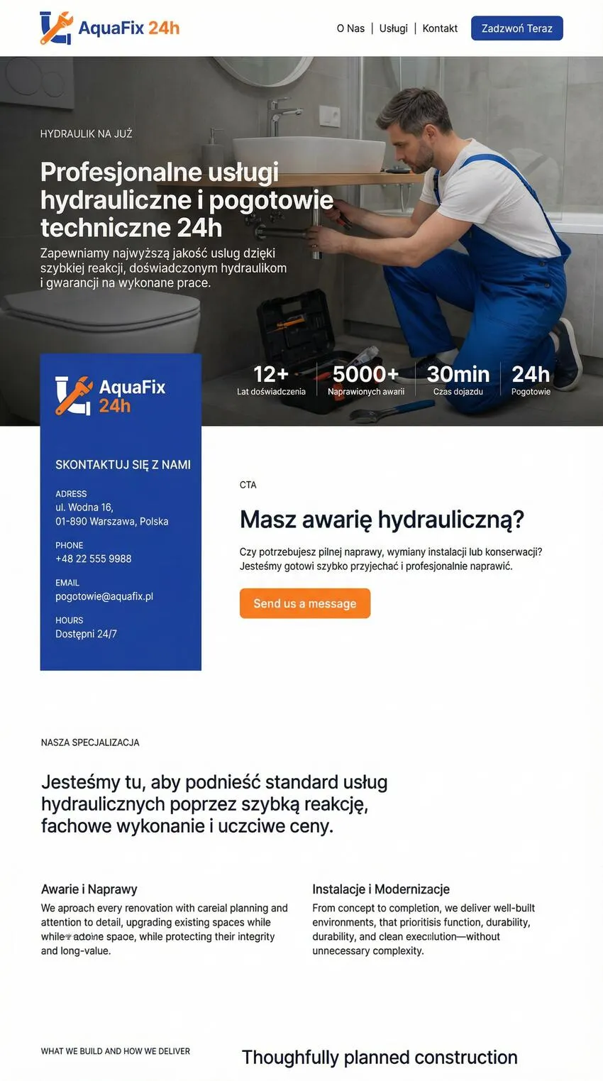 Szablon strony internetowej Hydraulik