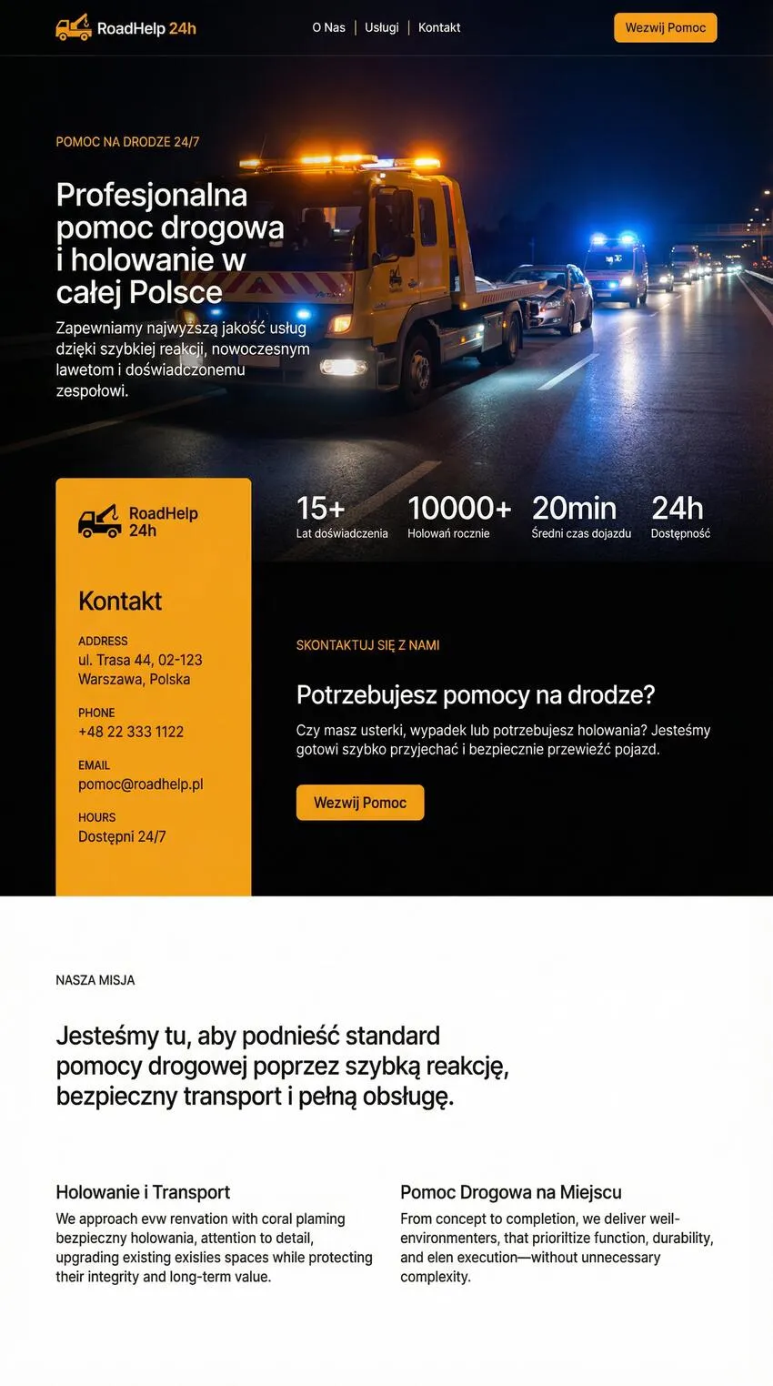 Szablon strony internetowej Pomoc drogowa