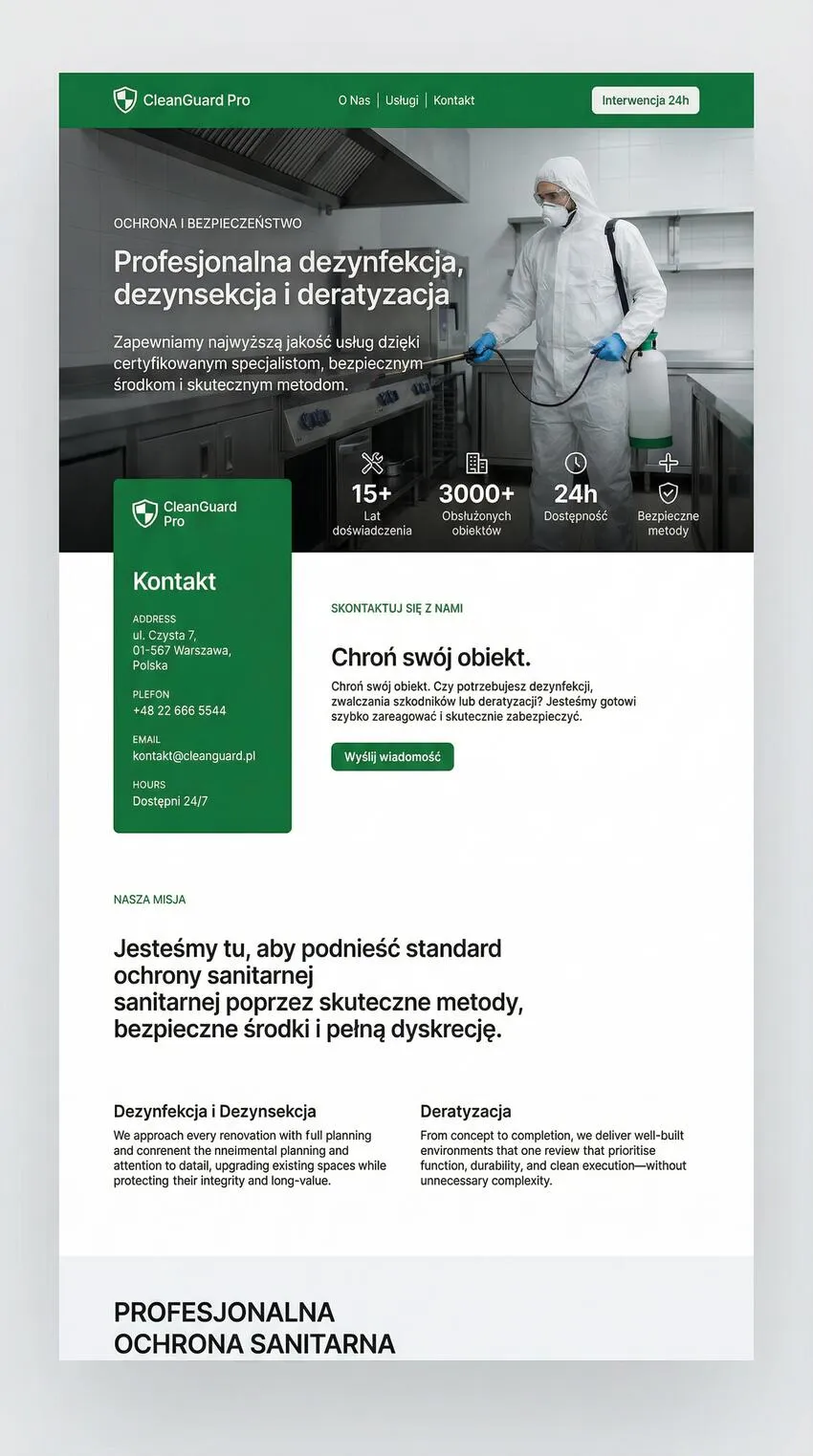 Szablon strony internetowej Dezynfekcja