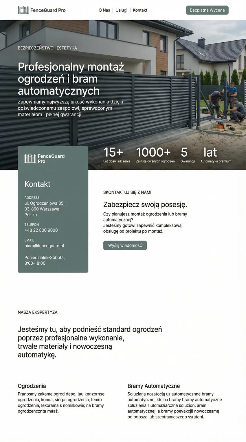 Szablon strony internetowej Ogrodzenia